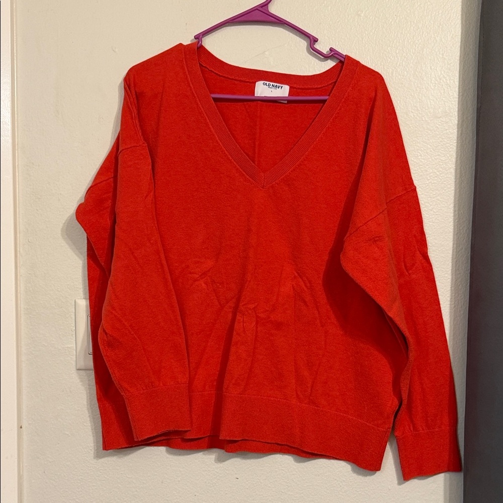 Old Navy Red V-Neck Sweater